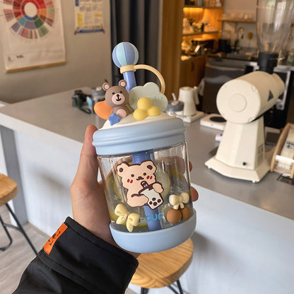 Customized Cute Cold Extract Stirring Cup with Straw Adult Student Pregnant Women Tritan Plastic Portable Good-looking Water Cup