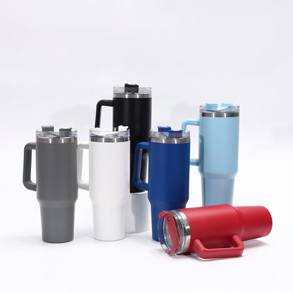 Cross-Border Thickened 304 Stainless Steel Vacuum Cup Large Capacity Handle Large Ice Cup Transparency Cover Generation 40Oz Cup