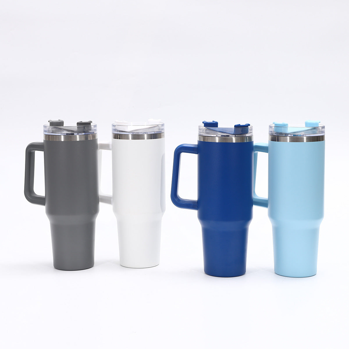 Cross-Border Thickened 304 Stainless Steel Vacuum Cup Large Capacity Handle Large Ice Cup Transparency Cover Generation 40Oz Cup