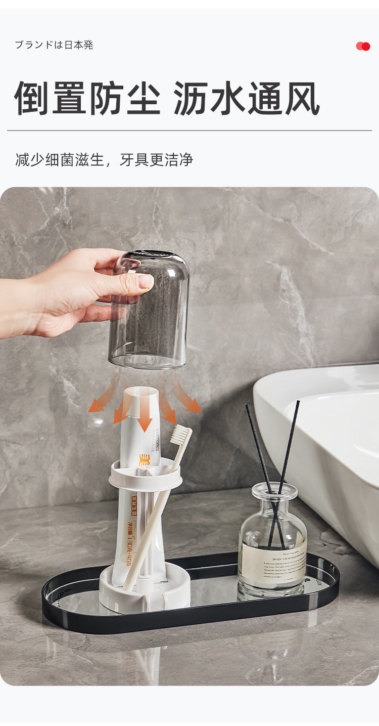 New Toothbrush Holder with Dust Cover Toothbrush Cup Holder Draining Guide Storage Cup Holder Household Multi-Functional Toothbrush Stand