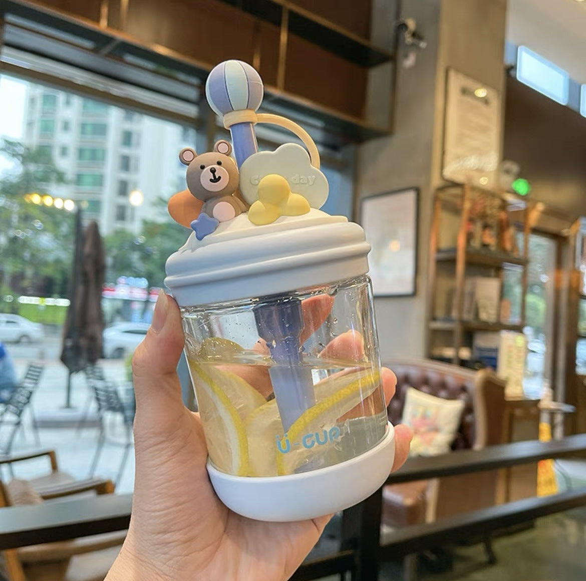 Customized Cute Cold Extract Stirring Cup with Straw Adult Student Pregnant Women Tritan Plastic Portable Good-looking Water Cup