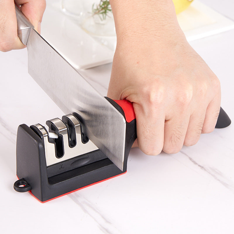 Knife Sharpener Wholesale New Kitchen Manual Polishing Tool Three-Section Creative Sharpening Artifact Cross-Border Internet Celebrity Sharpening Stone