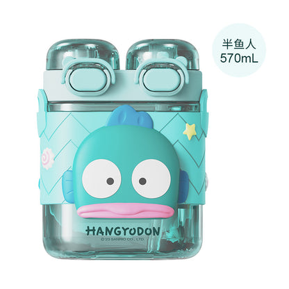 Large Capacity Creative Cartoon Sanrio Series Honey Double Drink Sports Bottle Outdoor Large Capacity Portable Children's Straw