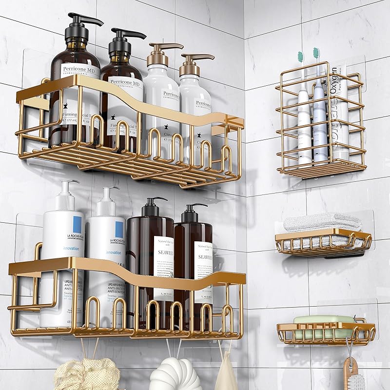 5-Pack Rust-Resistant Stainless Steel Bathroom Organizer