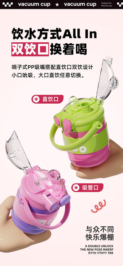 Vacuum Cup Children 316 Straw Baby 2024 New Girls Primary School Students Go to School Dedicated Bottle Big Belly Water Cup