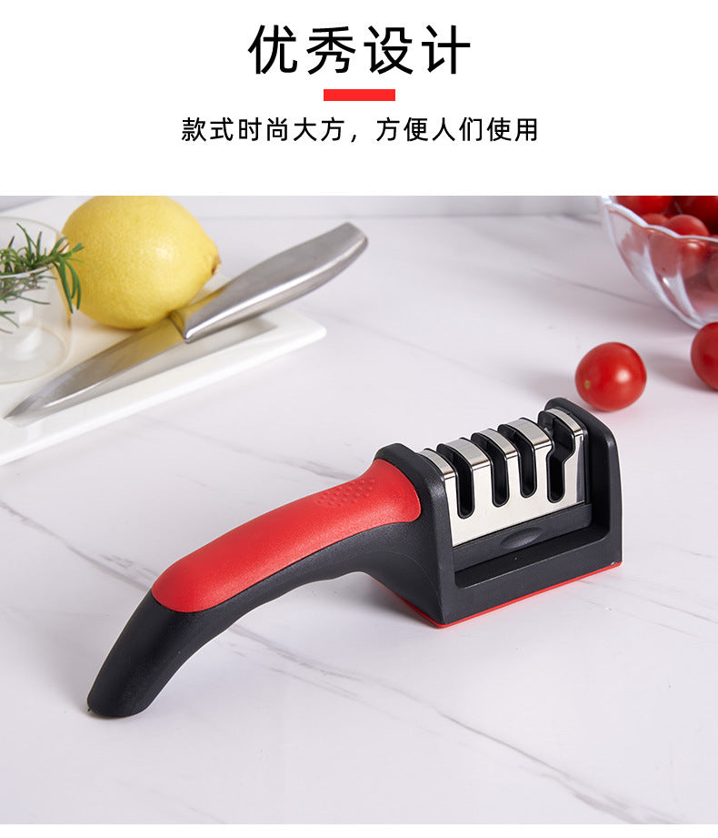 Knife Sharpener Wholesale New Kitchen Manual Polishing Tool Three-Section Creative Sharpening Artifact Cross-Border Internet Celebrity Sharpening Stone