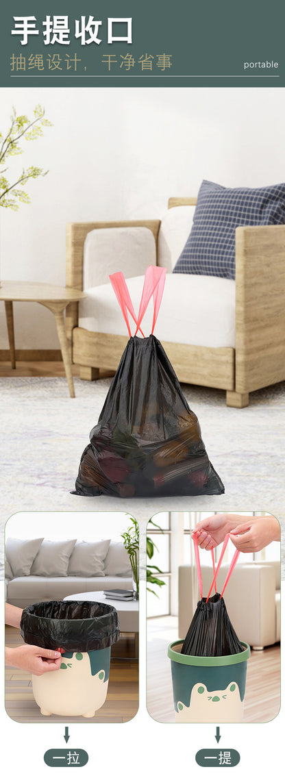 Drawstring Garbage Bag Thickened Non-Dirty Hand Automatic Closing Garbage Bag Portable Plastic Bag Household Kitchen Garbage Bag