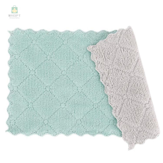 Household Two-Color Rag Multi-Functional Kitchen Cleaning Lazy Rag Coral Fleece Oil-Free Lint-Free Dishcloth