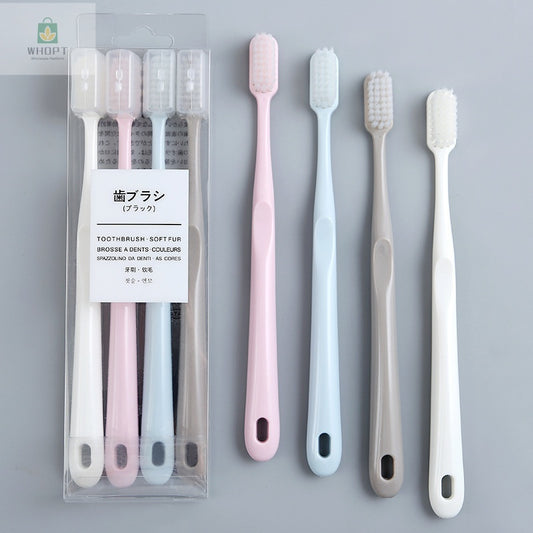 [] Japanese Style Muji Macaron Adult Soft-Bristle Toothbrush Japanese Good Family 4 Pack Advanced Teeth