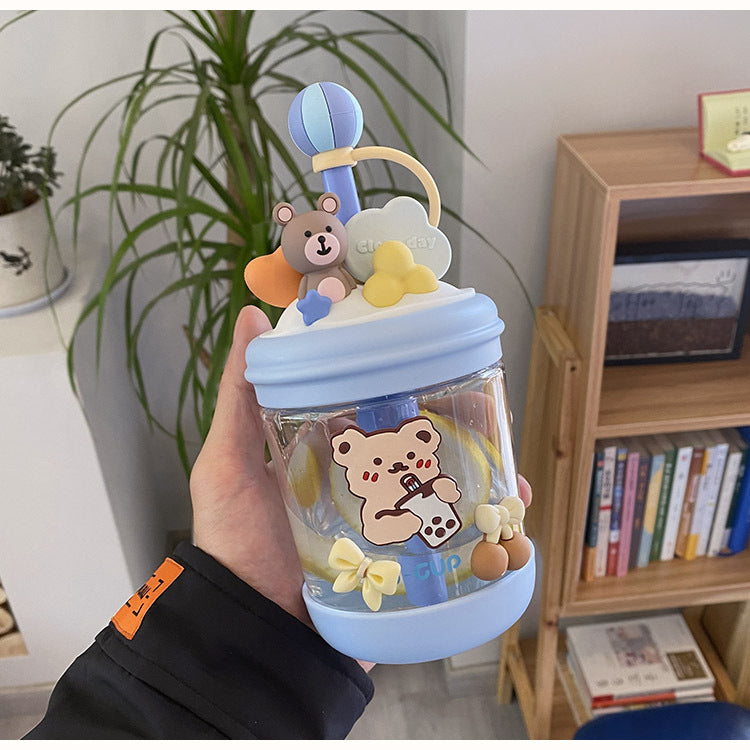 Customized Cute Cold Extract Stirring Cup with Straw Adult Student Pregnant Women Tritan Plastic Portable Good-looking Water Cup