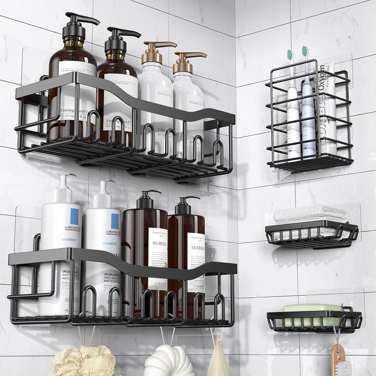 5-Pack Rust-Resistant Stainless Steel Bathroom Organizer