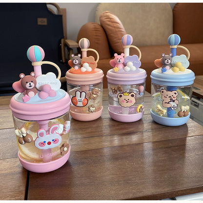 Customized Cute Cold Extract Stirring Cup with Straw Adult Student Pregnant Women Tritan Plastic Portable Good-looking Water Cup