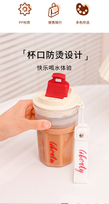 Customized Fashion Coffee Cup Simple Trendy Direct Drink Portable Plastic Cup Portable Office Household Internet Celebrity Water Cup Wholesale