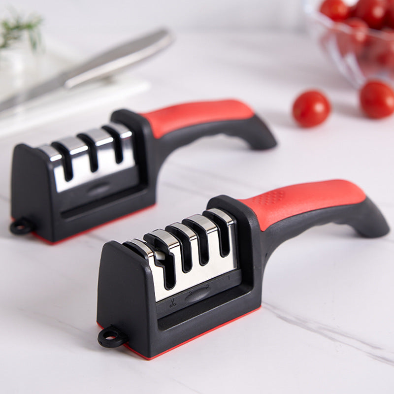 Knife Sharpener Wholesale New Kitchen Manual Polishing Tool Three-Section Creative Sharpening Artifact Cross-Border Internet Celebrity Sharpening Stone