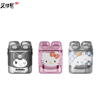 Large Capacity Creative Cartoon Sanrio Series Honey Double Drink Sports Bottle Outdoor Large Capacity Portable Children's Straw