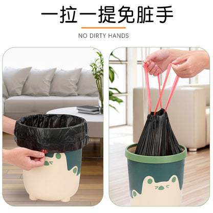 Drawstring Garbage Bag Thickened Non-Dirty Hand Automatic Closing Garbage Bag Portable Plastic Bag Household Kitchen Garbage Bag