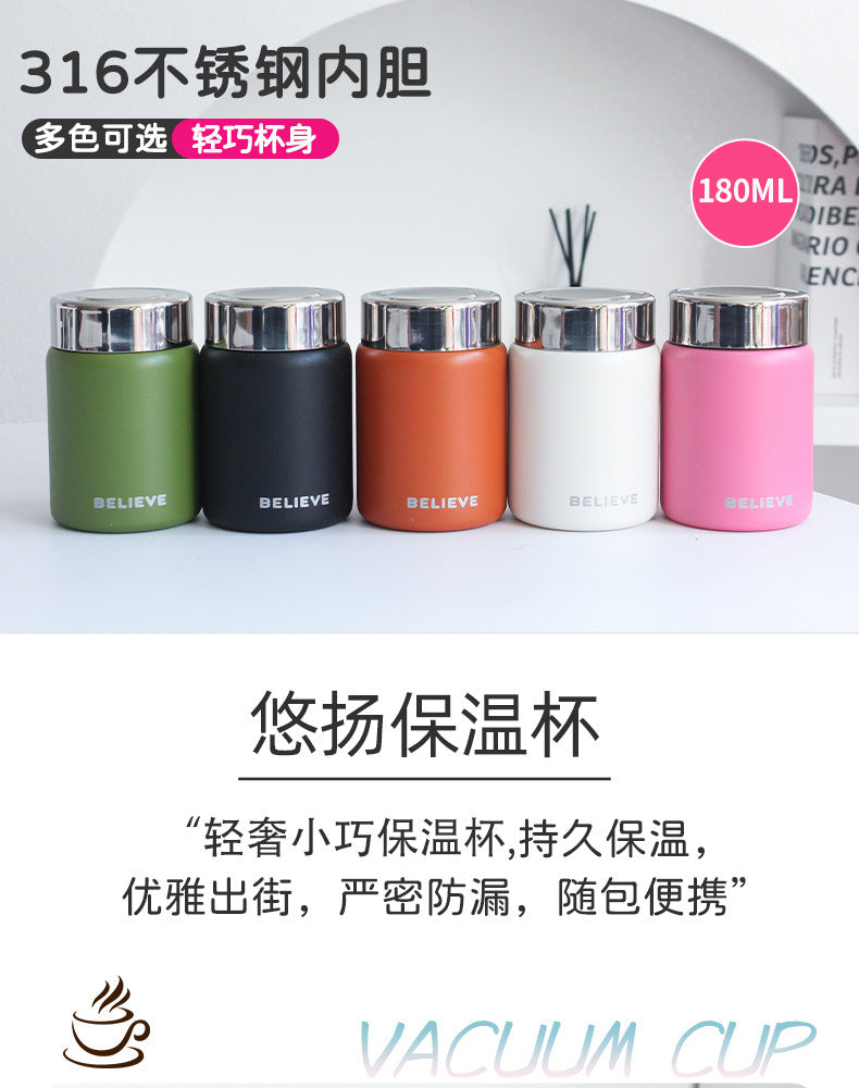 Mini Thermal Mug Girls Good-looking Small Cute Portable 316 Stainless Steel Water Cup 180ml Exquisite Pocket Cup