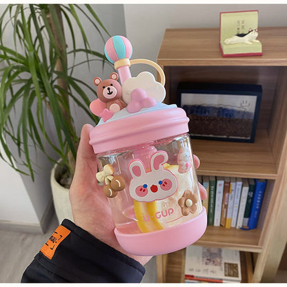 Customized Cute Cold Extract Stirring Cup with Straw Adult Student Pregnant Women Tritan Plastic Portable Good-looking Water Cup