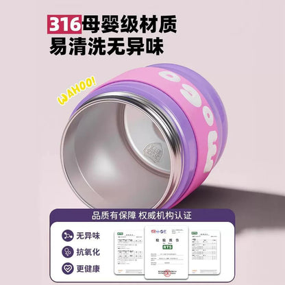 Vacuum Cup Children 316 Straw Baby 2024 New Girls Primary School Students Go to School Dedicated Bottle Big Belly Water Cup