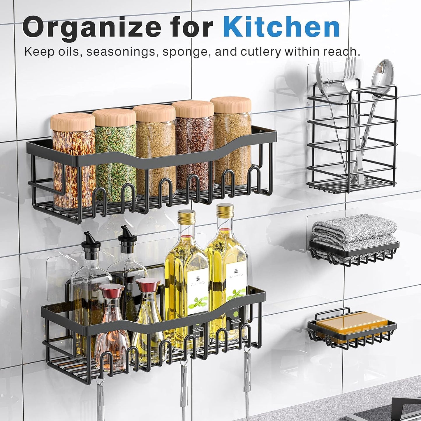 5-Pack Rust-Resistant Stainless Steel Bathroom Organizer